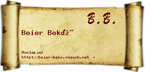 Beier Bekő névjegykártya